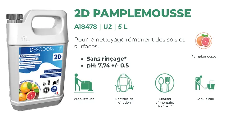 2D détergent surodorant 5 litres Pamplemousse U2