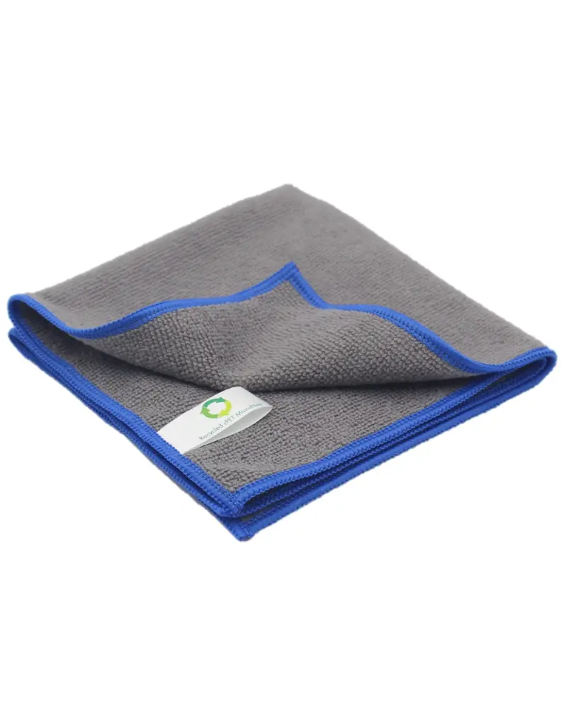 Lavette microfibre Standard Recyclée Anthracite Liseré bleu 35*35 Lot de 5