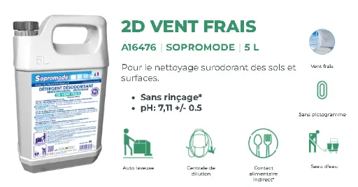 [A16476] 2D Détergent surodorant vent frais 5 litres SOPROMODE