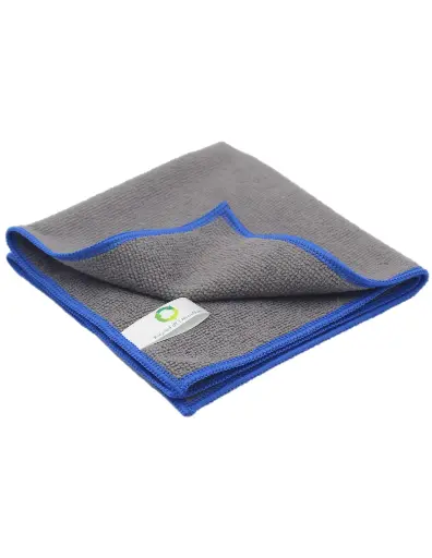 [0007001] Lavette microfibre Standard Recyclée Anthracite Liseré bleu 35*35 Lot de 5